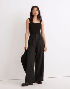 Size 6 me thinks Wide Leg Crop Pants, Wide Leg Cropped Pants, Madewell Denim, Striped Linen, Minimalist Outfit, Linen Pants, Wide Leg Trousers, Straight Leg Pants, Leg Pants