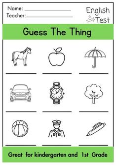 guess the thing worksheet for grade 1 students to practice their english and spanish skills