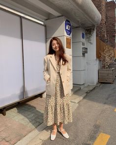 Dress With Blazer Outfit, Dress And Blazer Outfit, Hijab Styles, Korean Fashion Dress, Hijab Fashion Inspiration, Korean Girl Fashion, Korea Fashion, Blazer Outfits, Inspired Outfits