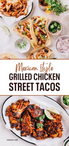 mexican style grilled chicken street tacos on a plate