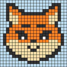 an orange and black cat face made out of squares