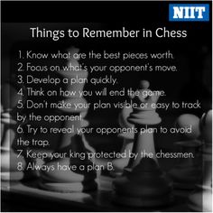 a chess board with the words things to remember in chess