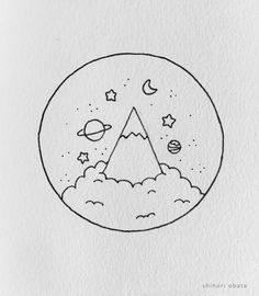 a drawing of the sky with stars and planets in it