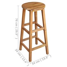 a wooden stool is shown with measurements for the seat and footrests on it