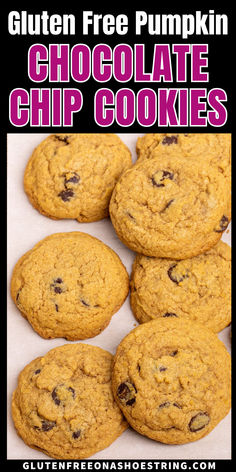 a cookie sheet loaded with chocolate chip cookies Gluten Free Pumpkin Chocolate Chip, Simple Holiday Cookie Recipes, Cookie Platter, Holiday Desserts Table, Pumpkin Chocolate Chip, Pumpkin Chocolate Chip Cookies, Christmas Cookie Exchange, Holiday Cookie Recipes