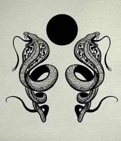 two snakes are in the shape of a sun