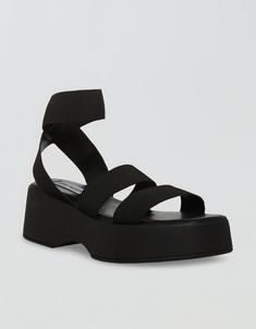 Textile upper with comfortable ankle strap/Padded leather footbed/Rubber outsole/Platform heel/Not eligible for promotions | Only ships within the USA Casual Black Platform Lace-up Sandals, Black Platform Lace-up Sandals For Summer, Casual Black Synthetic T-strap Sandals, Black Edgy Platform Sandals, Women's Sash, Black Flat Synthetic T-strap Sandals, Black Platform Sandals, Casual Shoes Women, Platform Heels