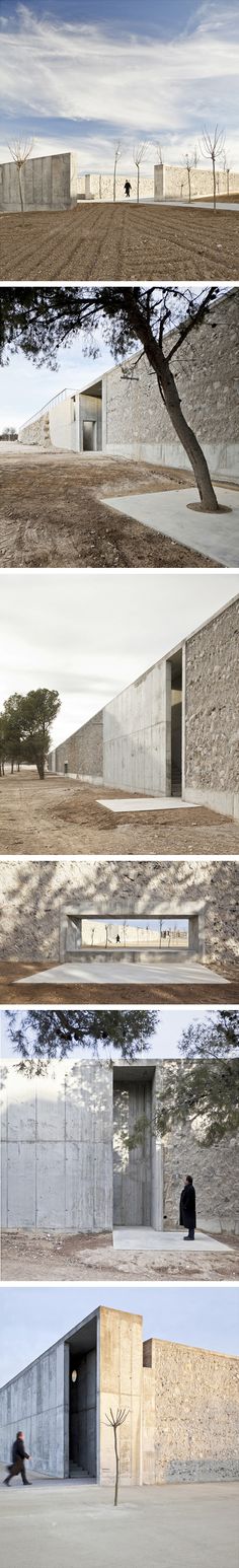 four different views of the exterior of a building