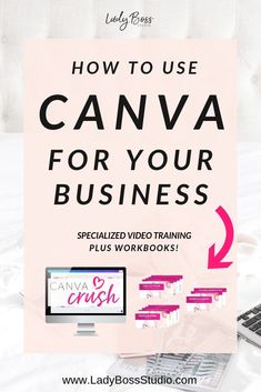 a laptop computer sitting on top of a bed with the words how to use canva for your business