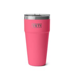 the yeti travel mug is shown in pink