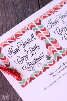 a close up of a christmas card on a table