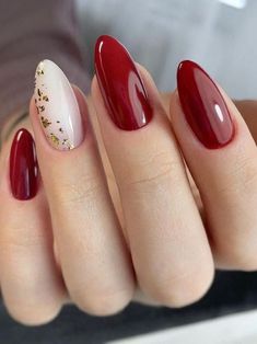 Red And White Nails, Gold Nail Designs, Red Acrylic Nails, Valentine Nails, Her Nails, Red Nail Designs, Chic Nails, Nail Arts