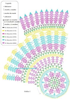 the crochet pattern is shown in different colors