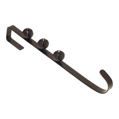 a black metal hook with three balls on the end and two hooks attached to it