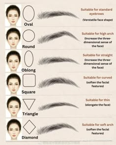 Eyebrows Shaping For Oval Face, Round Eyebrows Tutorial, Threading Eyebrows Shape, Brows For Face Shape, What Eyebrows Suit My Face, Eye Brow Shapes For Round Face, Eyebrow Face Shape, Eye Type Shape, Eyebrows Face Shape