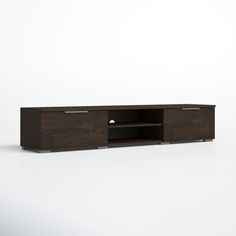 an entertainment center with two drawers and one door open