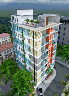 an artist's rendering of a multi - story apartment building