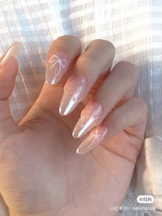 Bow Nail Designs, Coquette Nails, Hello Nails, Blush Nails, Pretty Gel Nails, Pearl Nails, Soft Nails, Funky Nails, Pretty Acrylic Nails