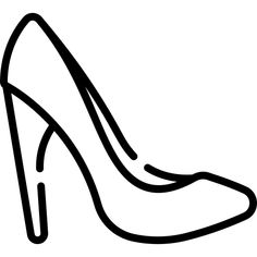 a black and white line drawing of a high heeled shoe on a white background