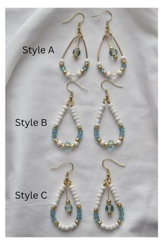 four different styles of earrings with beads