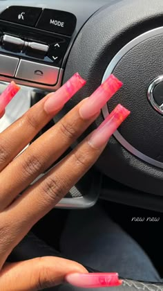 Long Exotic Nail Designs, Bright Acrylic Nails, Bright Pink Nails, Exotic Nails, Long Square Acrylic Nails