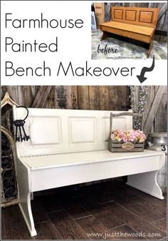 how to get a farmhouse painted bench from boring oak