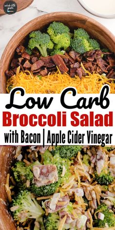 This healthy broccoli cauliflower salad is perfect for a keto diet. It's easy to make and features a delicious dressing. Visit my website for the recipe and save it for later! Broccoli Cranberry Salad Recipes, Low Carb Broccoli, Broccoli Salad With Cranberries, Creamy Broccoli Salad, Cranberry Salad Recipes