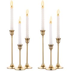 PRICES MAY VARY. PACKAGE INCLUDES: 2× 5.9"(15cm) & 2× 7.3"(18.5cm) & 2 × 9.3"(23.5cm) height centerpieces candlestick holder. The base diameter is 2.68"/6.8cm wide. Candles are not included. EXQUISITE DESIGN: They are golden brass color with a brushed metal design, vintage & extremely exquisite feel. They are slender, classic, heavy and with a good weight. This candle holder set combines aesthetics and practicality together, APPLICATIONS: This taper candle holders set is suitable for candle stic Party Christmas Decorations, Metal Candle Stand, Gold Candle Holder, Black Taper Candles, Candlestick Centerpiece, Tall Candlesticks, Candles In Fireplace, Tall Candle Holders, Gold Candle Sticks