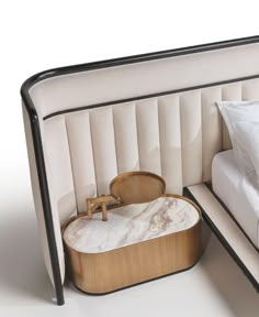 an open suitcase with a bed in it