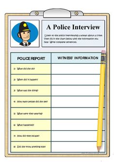 a police interview sheet with a pencil on it