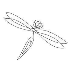 a simple line drawing of a flower on a branch with leaves and buds in the center