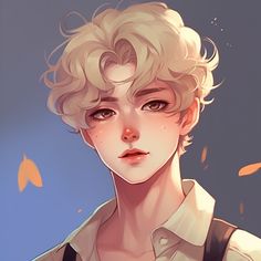 a drawing of a boy with blonde hair