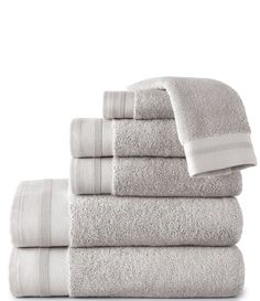 six towels stacked on top of each other