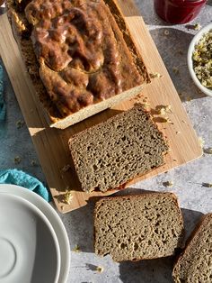 slices of bread sitting on top of a cutting board