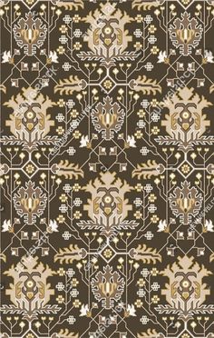 a brown and white pattern with gold accents