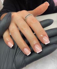 Simple Square French Tip Nails, White Tip Short Square Nails, Short Square French Dip Nails, Sqaire French Tip Nails, Short Length French Tip Nails, Short Square Nail French Tip, Nails For Strict School, Classic French Tip Nails Square Short, Outfit To Get Nails Done