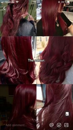 Hair Dye Box Aesthetic, Red Cherry Hair Color, Red To Blonde Hair Before And After, Cranberry Red Hair, Red Cherry Hair, Vibrant Red Hair