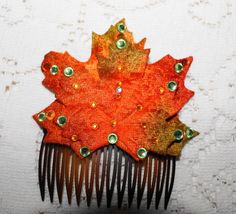 Fall Fashion/Maple Leaves Hair Comb/Thanksgiving Hair Accessory/Decorative Comb Autumn Hair Accessories, Thanksgiving Hair, Elegant Halloween, Halloween Tags, Acrylic Gems, Maple Leaves, Support Handmade, Diy Halloween, Creative Expressions