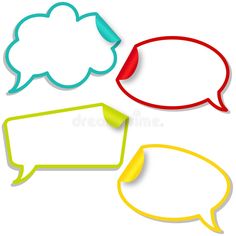 three speech bubbles with shadows on white background royalty illustration