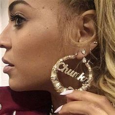 Necklaces with Name - Best Choice – KHLOE JEWELS Trendy Personalized Metal Hoop Earrings, Name Hoop Earrings, Font Number, Bamboo Hoop Earrings, Name Earrings, Bamboo Earrings, Bling Necklace, Hoop Earrings Style, Name Jewelry