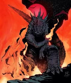 an image of godzilla in the fire