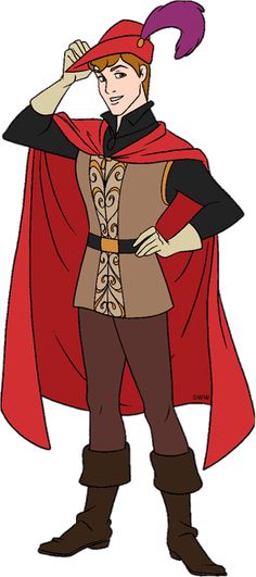 a cartoon character dressed as a man with a red cape and purple hair, standing in front of a white background