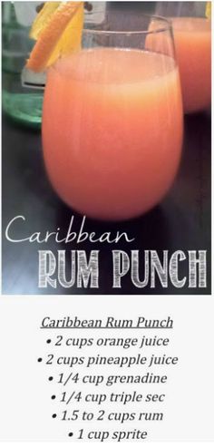 the recipe for an orange rum punch is shown