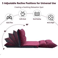 the diagram shows how to use an adjustable reclining position for universal use