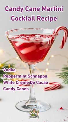 candy cane martini cocktail recipe with vodka and peppermint schnapps