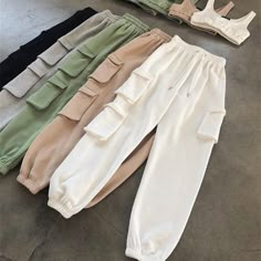 वेस्टर्न ड्रेस, Patchwork Joggers, Celana Jogger Wanita, Crop Top And Sweatpants, Woman Trousers, Tracksuit Outfit, Harajuku Women, Solid Color Pants, Cute Lazy Outfits