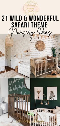 the baby's nursery is decorated in green and white