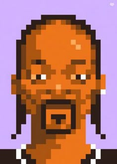 an old pixel art style image of a man with a beard and mustache in front of a purple background