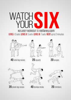 a poster with instructions on how to do a six - legged exercise for the entire body