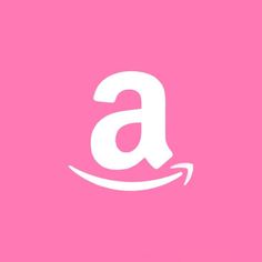 an amazon logo on a pink background